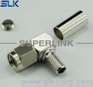 SMA plug right angle crimp connector for RG316D cable 50 ohm 5MAM11R-A50-019