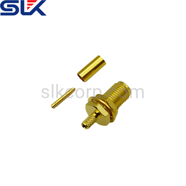 SMA jack straight crimp connector for RG174 RG316 cable bulkhead front mount 50 ohm 5MAF11S-A02-028