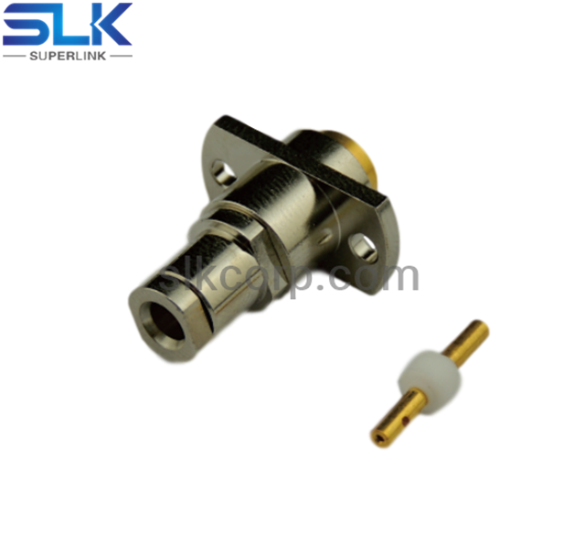 BMA jack straight connector for .085" cable 2 holes flange 50 ohm 5BMF15S-S01-006