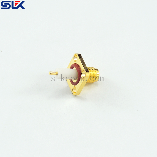 SMA jack straight solder connector for 4-hole flange 50 ohm 5MAF25S-P01-049