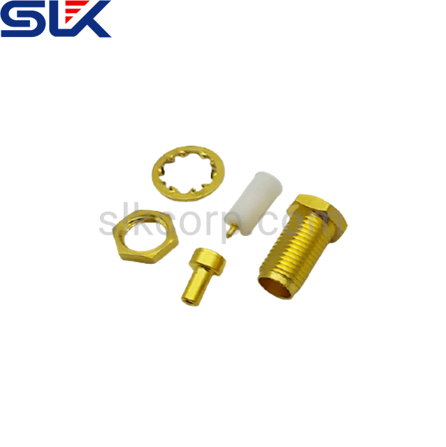 RP SMA jack straight crimp connector for ¢1.13 cable bulkhead rear mount 50 ohm 5RMAF15S-A60-004