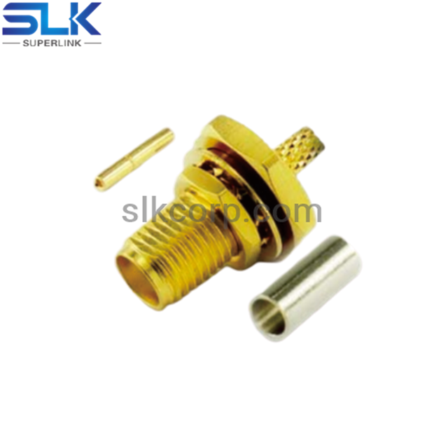 SMA jack straight solder connector for 085 086 cable bulkhead front mount 50 ohm 5MAF35S-S01-004