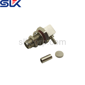SMA jack right angle crimp connector for RG178 cable bulkhead front mount 50 ohm 5MAF11R-A03-004