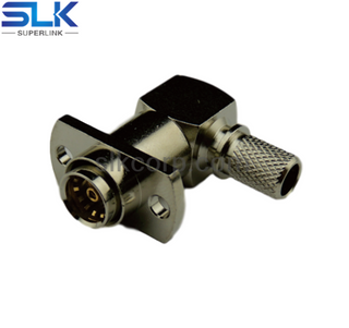 BMA female right angle crimp connector for LMR240 AMR-600 cable 2 holes flange 50 ohm 5BMF11R-A46-002